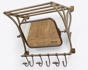 Wall Mounted Luggage Rack with Mirror, Shelf & Hooks | Handmade