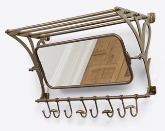 Wall Mounted Hall Rack with Tilting Mirror, Hooks & Shelf