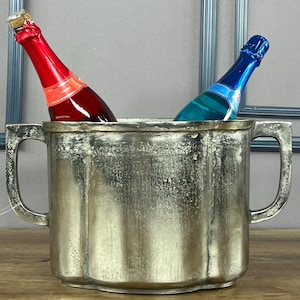 Elegant Nickel Finish Aluminium Ice Bucket Wine Cooler | Champagne bucket | Bar Decor | Tableware