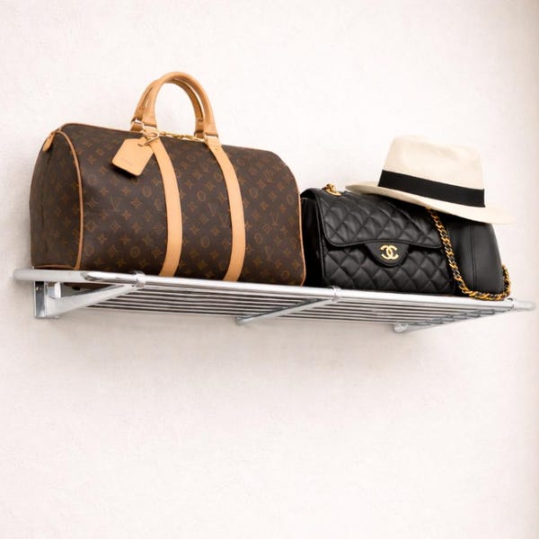 Vintage Inspired Nickel Train Rack – Wall Mounted Metal Shelf