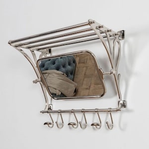 Train Hall Luggage Wall Mounted Rack Mirror Shelf Hooks | Coat Rack | Mirror Rack | Coat Hanger | Train Rack | Luggage Rack | Interior Decor