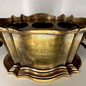 Enfriador de vino Bollinger Champ 1872 Trofeo solo para ganadores Plantador de cubos de hielo Níquel / Plata / Enfriador de champán / Artículos de bar / Bar decorativo Brass Antique