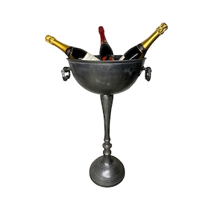 Floor Standing Bowl Ice Bucket Holds 3 to 4 Bottles | Beverage Chiller | DUTY FREE | Aluminium Casted | Barware | Home Decor