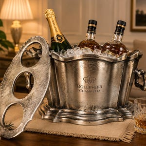 Nikkel champagnekoeler met afneembaar deksel | Barbenodigdheden