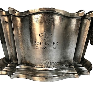 Wine Cooler Bollinger Champ 1872 Trophy for Winners Only Ice Bucket Planter Nickel | Silver | Champagne Cooler | Barware | Bar Decorative