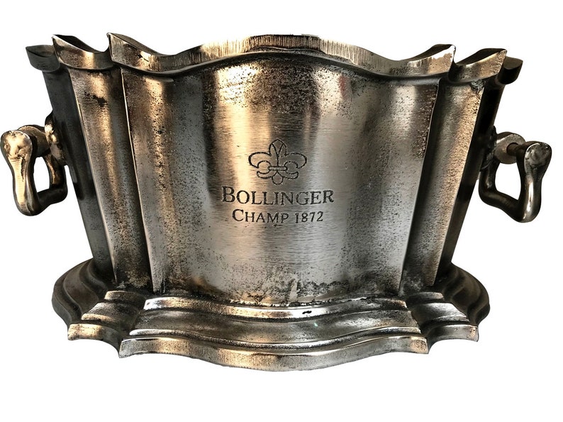 Enfriador de vino Bollinger Champ 1872 Trofeo solo para ganadores Plantador de cubos de hielo Níquel / Plata / Enfriador de champán / Artículos de bar / Bar decorativo Nickel