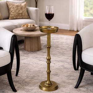 Minimalistische drinktafel, hoge smalle bijzettafel, modern interieurmeubilair
