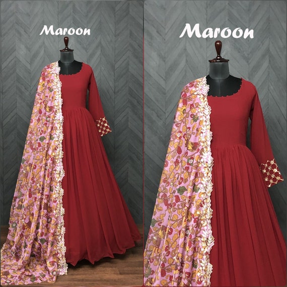 Western Designer Red Gown, Plain, Stitched at Rs 1499/piece in Surat | ID:  25566400848