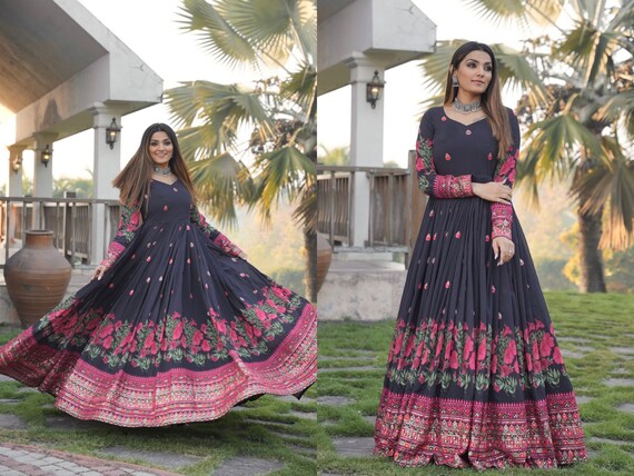Beautiful Georgette Party Wear Gown Indian Wedding Gown - Etsy UK