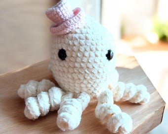Crochet Octopus Toy with Pink Hat – Soft Amigurumi Plush