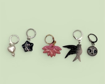 Celestial Stitch Markers Set Handmade Polymer Clay Crochet Markers Star Moon Bird Floral Knitting Markers Gift for Crocheter
