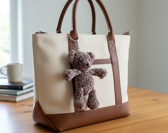 Handmade Crochet Teddy Bear Keychain – Amigurumi Bag Charm