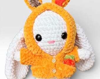 Handmade Crochet Bunny Plush Toy, Hooded Carrot Friend