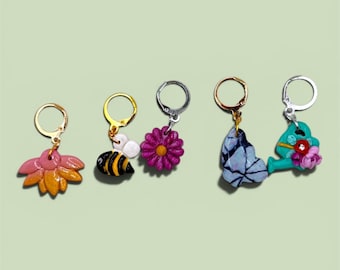 Polymer Clay Stitch Markers Set Handmade Crochet Stitch Markers Flower Bee Butterfly Knitting Markers Gift for Crocheter Cute Stitch Markers
