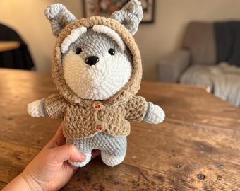 Schnauzer in a Hoodie Amigurumi Crochet Pattern | Dog Plush Toy PDF Pattern