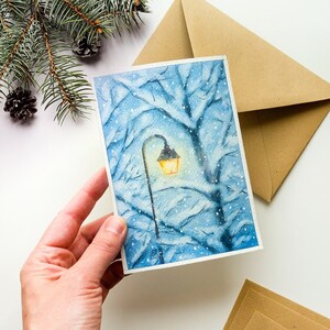 Biglietto di Natale originale, piccolo dipinto ad acquerello A6 105 x 148 mm, decorazione Bullet Journal Winter Vibes