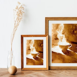Kleine Original Kaffee Malerei A5, Handgemalte Wunschkarte, Boho Earth Shades Kunst, Naturmaterialien Kunst, Kaffee Geschenk für Sie