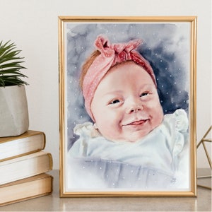 Ritratto personalizzato di un bambino con acquerello, dipinto a mano, regalo per la cameretta dei bambini, regalo per la festa della mamma, regalo per la festa del papà, regalo d'amore per Natale
