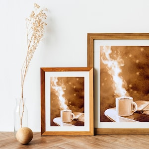 Kleine Original Kaffee Malerei A5, Handgemalte Wunschkarte, Boho Earth Shades Kunst, Naturmaterialien Kunst, Kaffee Geschenk für Sie