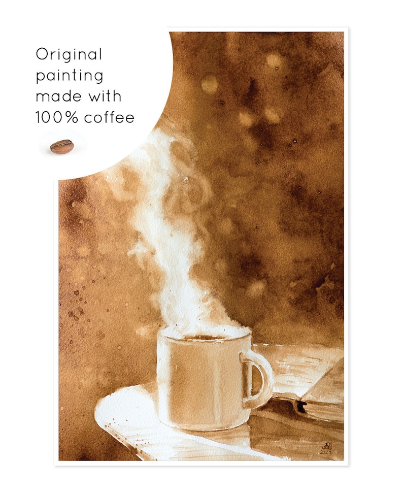 Original Coffee Painting, Coffee Art on Watercolor Paper Etsy
