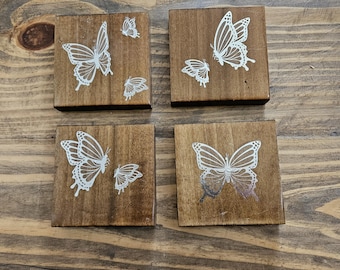 Handmade Butterfly Coasters - Wood Coasters
