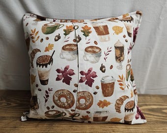 Coffee and Donut Throw Pillow