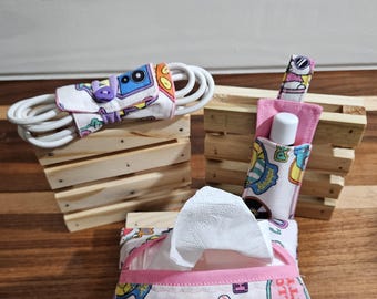 Tissue, Chapstick, and Phone Charger Holder Bundle