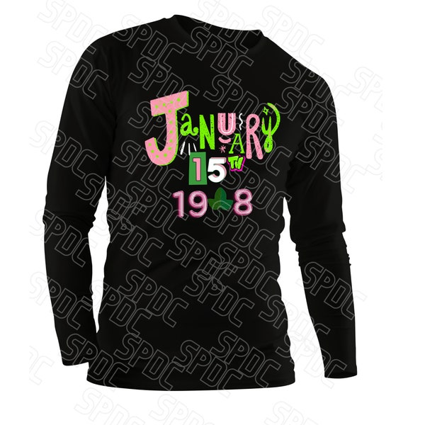 Founders Day, j15 lONG sLEEVE TSHIRT, Pink and Green, soror gifts,