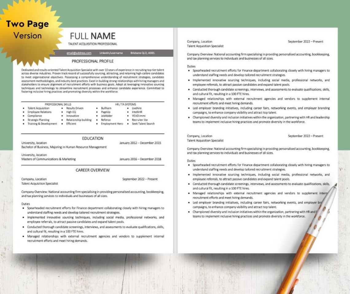 ATS Friendly Resume Template Pack: Corporate Grey - Etsy