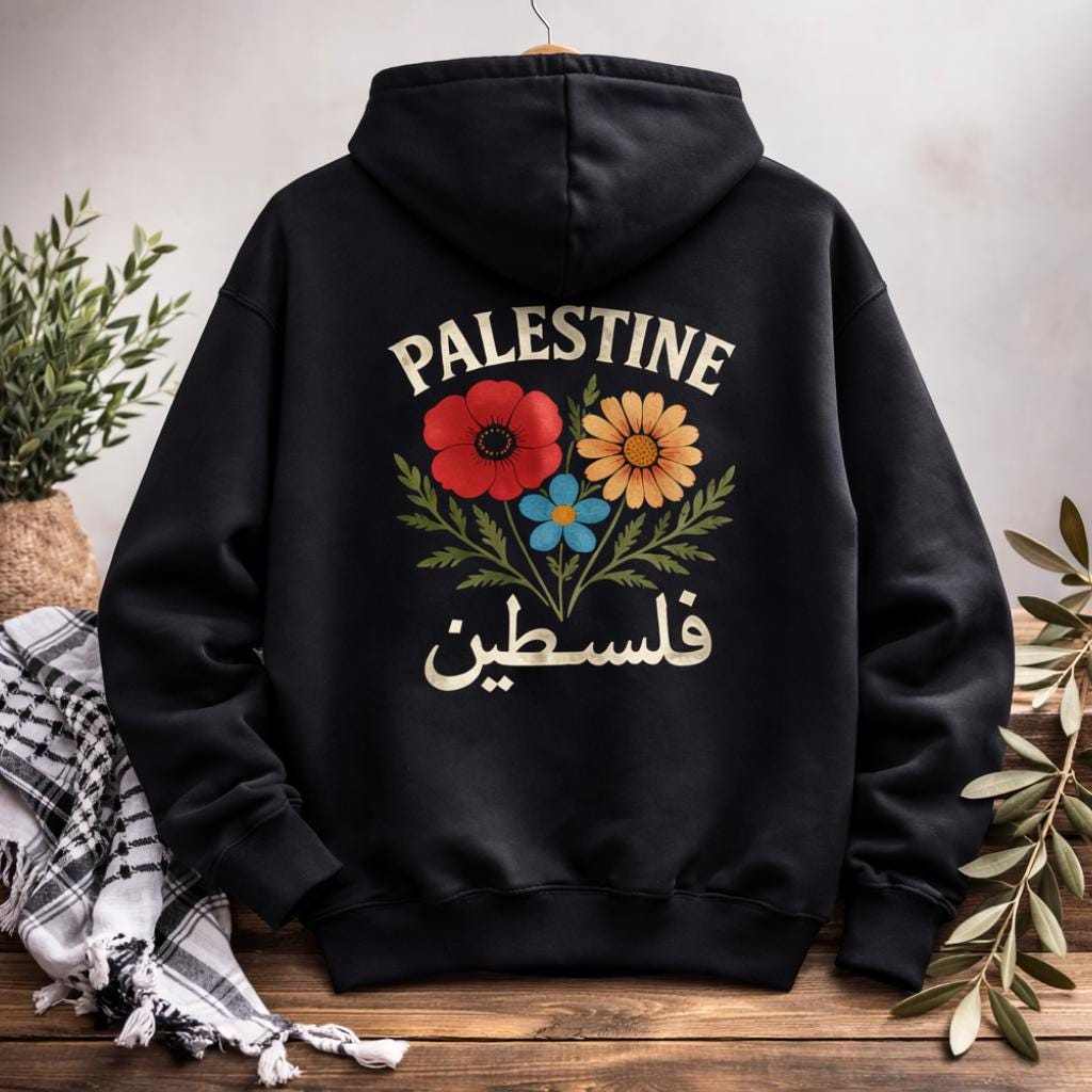 Candymix - Palestina Distressed Flag - Unisex Sweatshirt Heren Dames Trui Jumper Top, Zwart, L