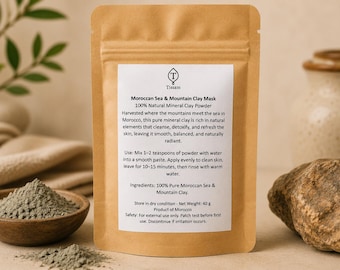 Marokkanische Tonerde Gesichtsmaske: 100% natürliches Mineralpulver - Gesichtsmasken (40g)