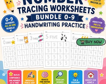Number Tracing Worksheets 0-9, Number Tracing For Kids, Tracing Letters And Numbers, Handwriting Worksheet, Numbers Formation Printable
