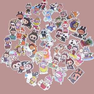50 stuks op gemengde Labubu geïnspireerde stickers esthetische kawaii stripfiguren, scrapbooking, journaling, laptop en waterfles