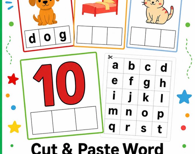 CVC Word Worksheets Short Vowel Phonics Word Building Mats Cut and ...