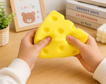 Jouet anti-stress en forme de fromage, agitation sensorielle à augmentation lente, agitation sensorielle mignonne, jouet en fromage, jouet compressible pour soulager l'anxiété et le TDAH pour enfants et adultes