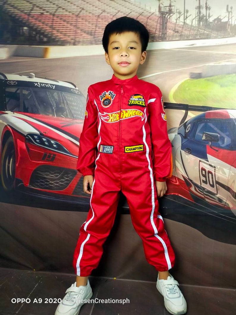 Red Hot Wheels Inspired Racing Costume for kids Halloween outfit image 1