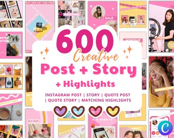 Pink Instagram Templates | Groovy Social Media Templates| Retro Canva Templates | Instagram Post and story Templates | Engagement templates