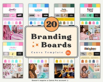 20 DIY Brand Board Templates - Logo Templates - Brand kit Template - Business Branding Templates - Canva Templates - Mood Board Templates