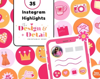 Retro Instagram Highlight Covers - Covers for Instagram Stories - Groovy Instagram Highlights - Pink Orange Yellow Bold IG Story Icons