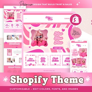 Pink Retro Shopify Theme: Bold E-commerce Design with Canva Banners 01PRV