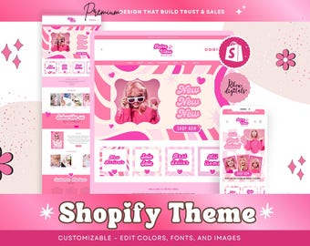 Pink Retro Shopify Theme: Bold E-commerce Design with Canva Banners 01PRV