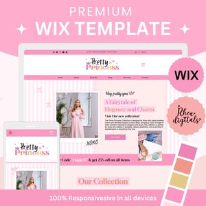 WIX Website Template, Pretty Pink WIX Website Theme, Wix Online Store, Wix Blogger Theme, Wix Shop, Fun &  Pastel Wix Website design 02ppc