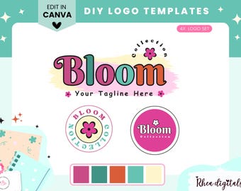 Retro Logo design | Editable Logo Design | Canva Templates | Small Business Logo | colorful logo | Modern logo | Groovy logo | DIY logo