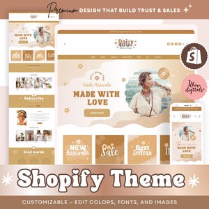 Boho Shopify Theme: Daisy Dream E-commerce Template with Canva Banners 02DDC