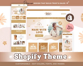 Boho Shopify Theme: Daisy Dream E-commerce Template with Canva Banners 02DDC