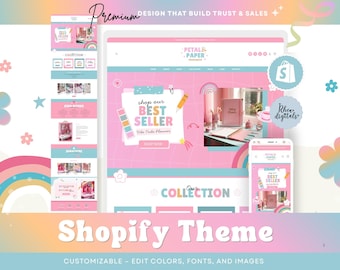 Petal and paper Shopify Theme: Playful Pink Ecommerce best seller Website Template 02pap