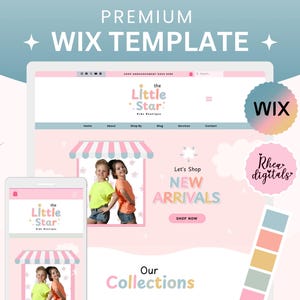 WIX Website Template, Kid Store WIX Website Theme, Wix Online Store, Wix Blogger Theme, Wix Shop, Pastel Pink  Wix Website design 02LSKB