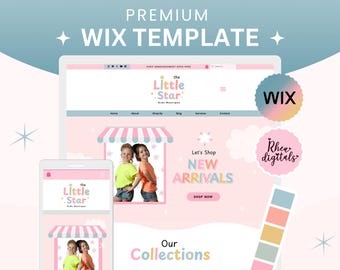 WIX Website Template, Kid Store WIX Website Theme, Wix Online Store, Wix Blogger Theme, Wix Shop, Pastel Pink  Wix Website design 02LSKB