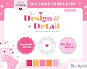 Retro Logo Templates | Small Business Logo Design | bright Colorful pink logo| Canva Templates | DIY logo | Groovy logo | Editable Logo