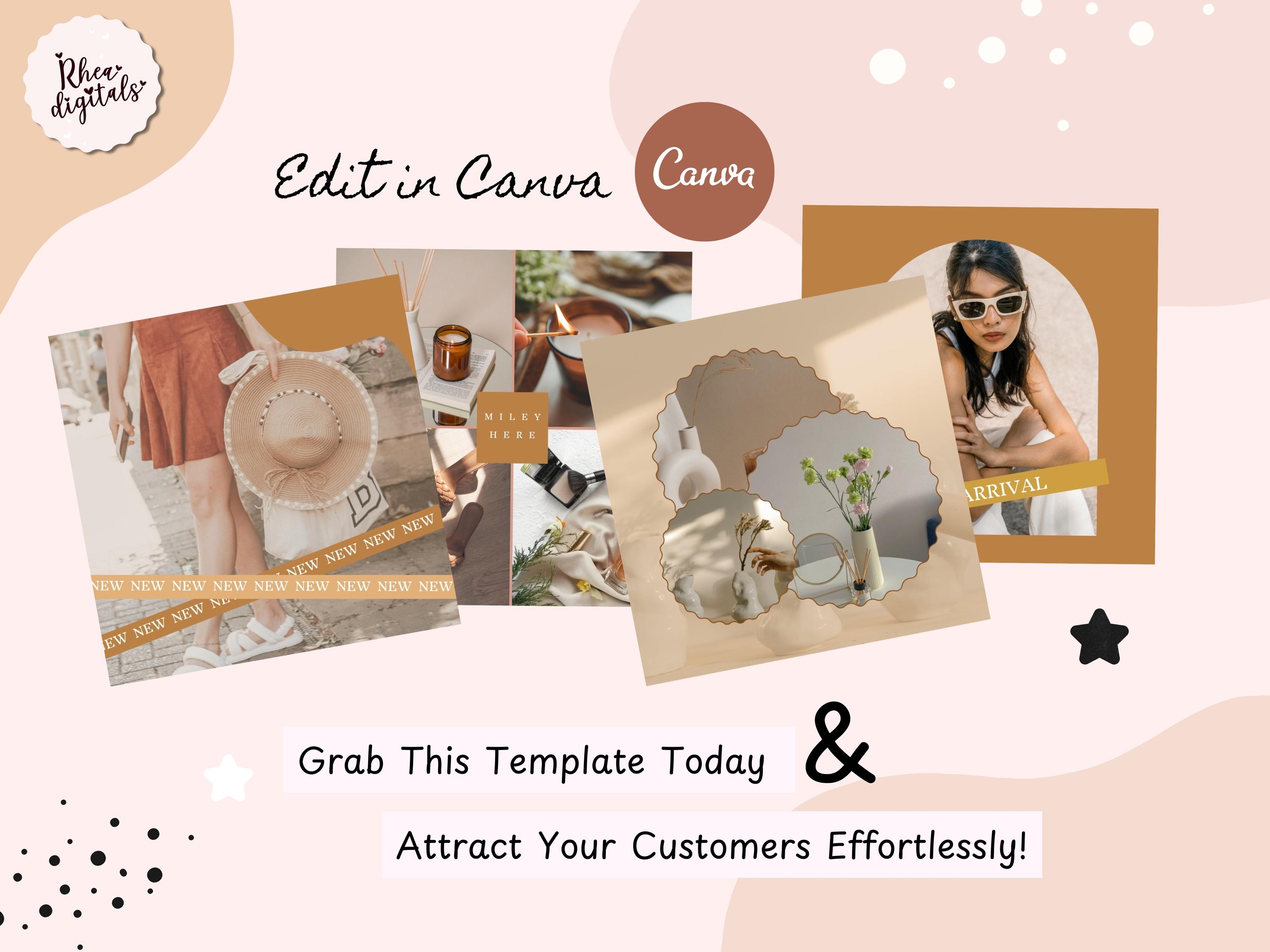 Boho Vibes Instagram Post Templates Canva, Brown & Beige Social Media ...